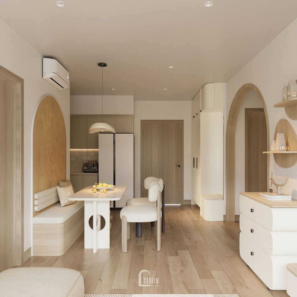 Thiết kế phòng bếp căn hộ 85m2 The Beverly Vinhomes Ocean Park phong cách Modern Organi